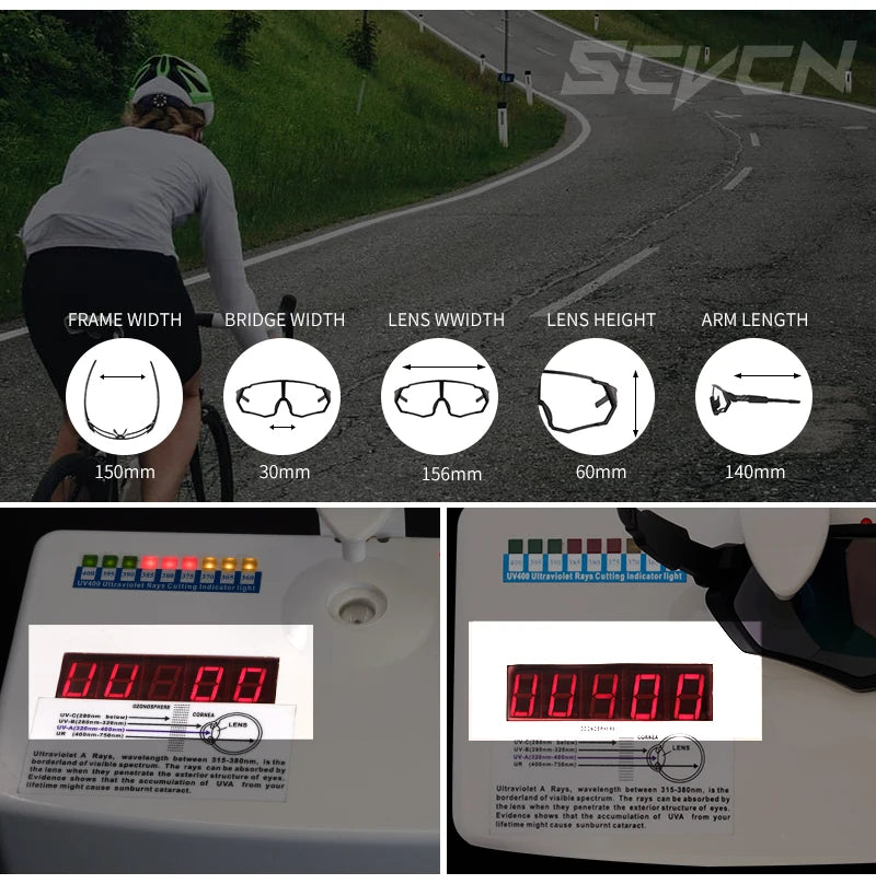 SCVCN Cycling Glasses Road Bike Eyewear Men Sports Eyewear Women Outdoor Goggles UV400 Bicycle Cycling Photochromic Sunglasses