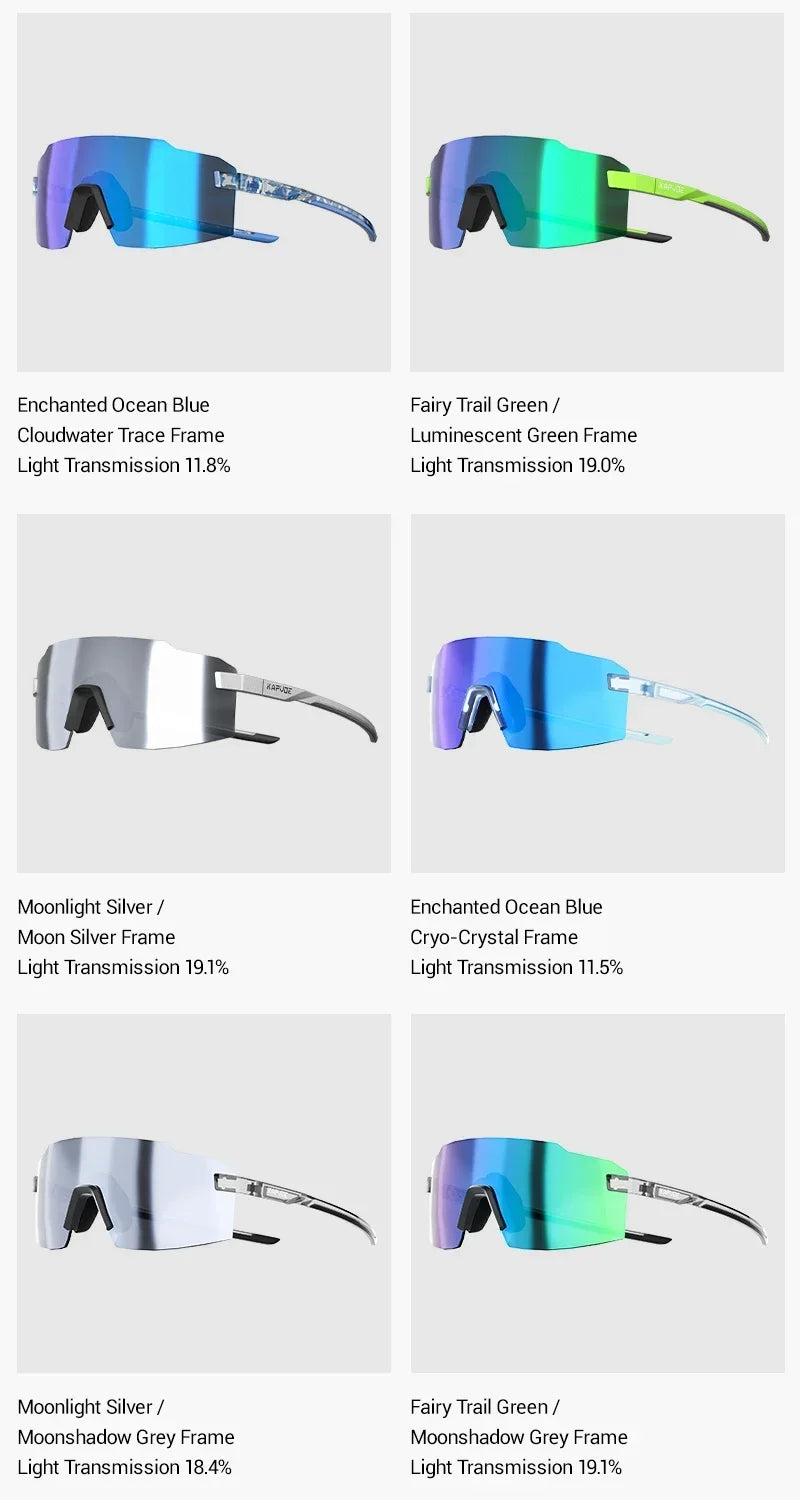 Kapvoe New Photochromic Sports Runnning Sunglasses Cycling Glasses Men Adjustable Nose Pad Women UV400 Hiking Bicycle Eyewear