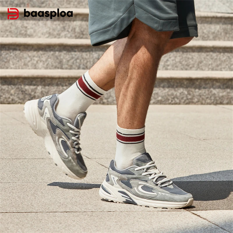 Baaslpoa New Men's Running Shoes Casual Mesh Fabric Breathable Non-Slip Walking Shoes Male Outdoor Basketball Sports Shoes