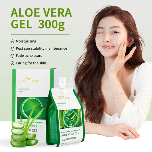 FONCE Organic Pure Aloe Vera Gel 300g Moisturizing Cream Sunburn Aloe Gel Natural Safe Sleeping Mask Soothing Lotion