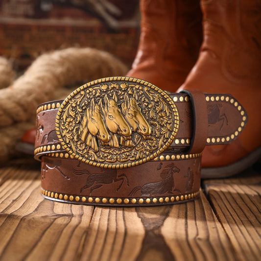 Vintage meets fashion!  Alloy buckle PU belt, suitable for both men and women, to create a personalized Western style
