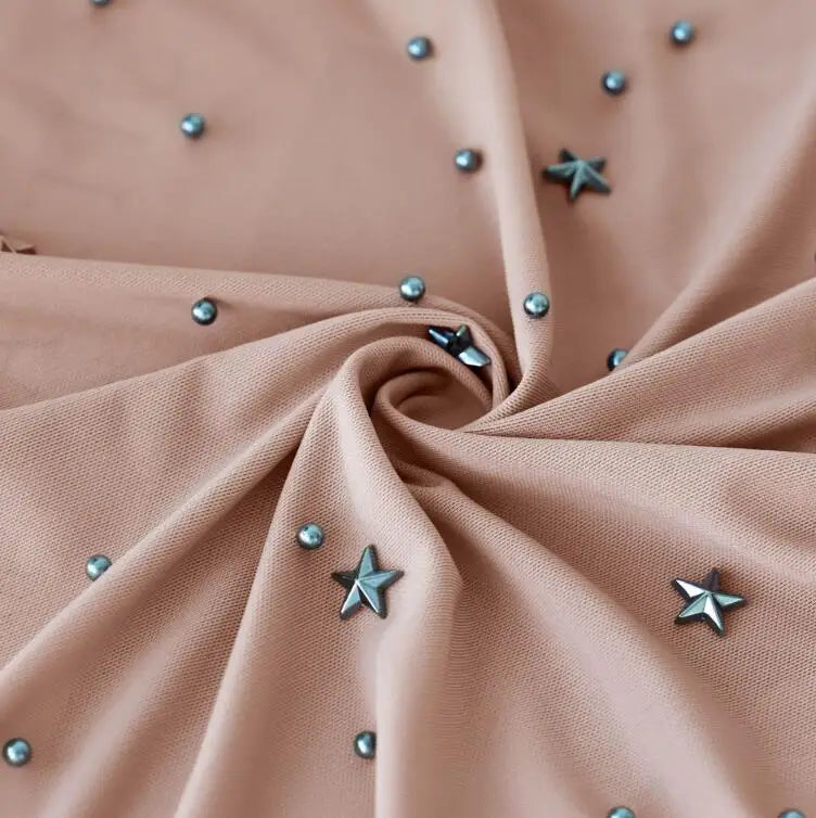 Muslim Women Mesh Beaded Hijab Instant Scarf Cap Islamic Headwraps One Piece Amira Malaysian Headwear Arab Shawls Scarves