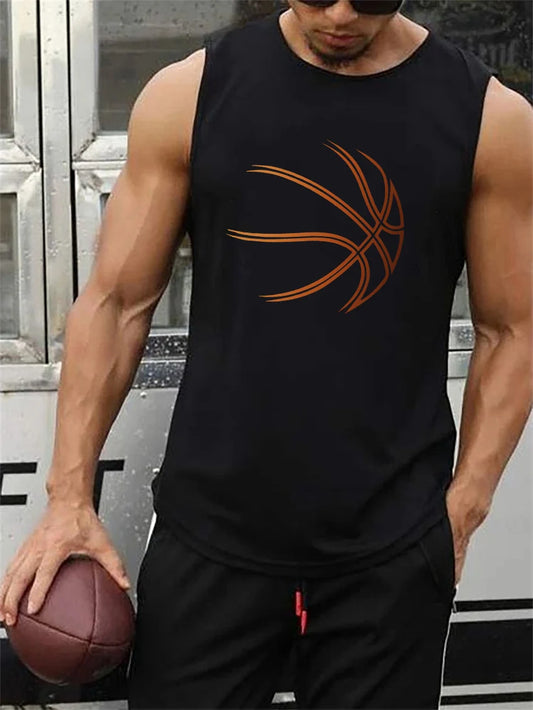 🏀 Men’s Summer Sleeveless Tank Top Basketball Pattern Print | Loose Fit | Comfortable & Breathable | Fitness & Leisure