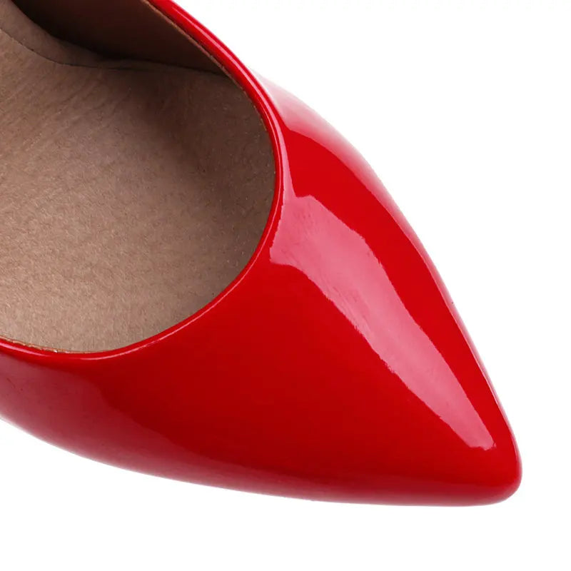 Women’s Pumps Classic Sexy Thin High Heels 12cm Patent Leather Stiletto Pointed Toe Party Elegant Office Shoes Big Size 34-48