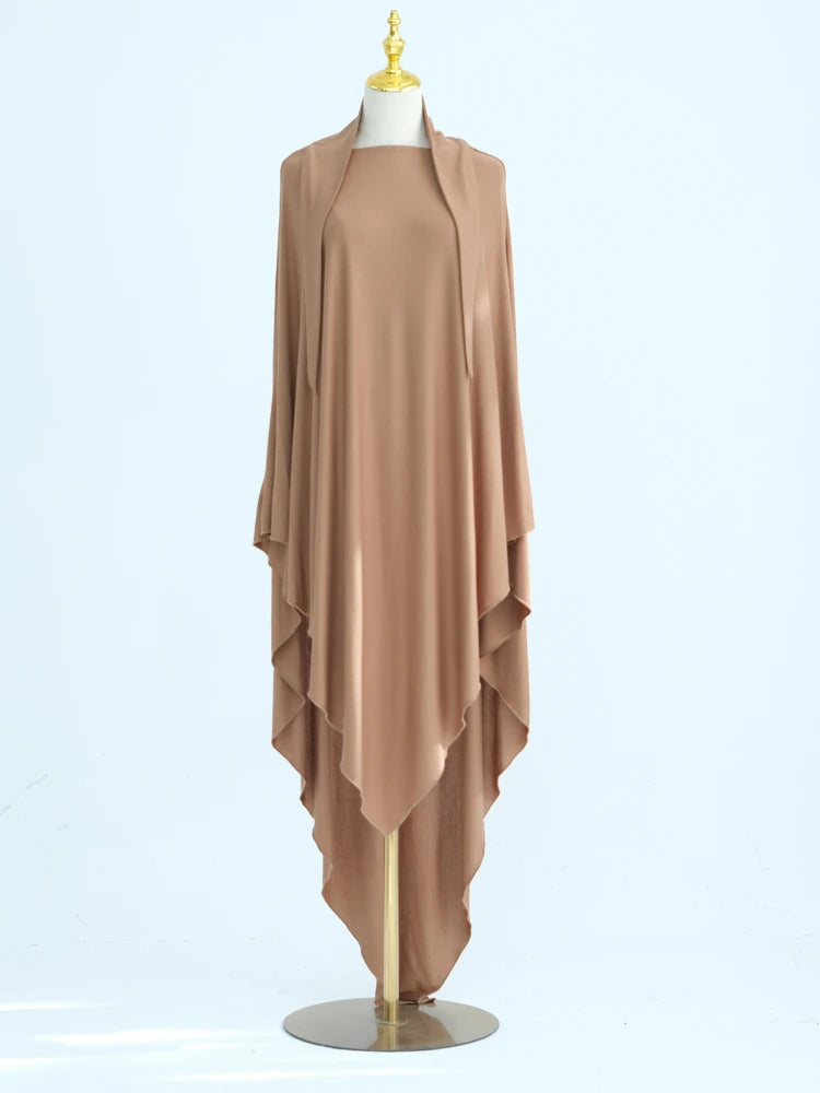 Modal Cotton Khimar Ramadan Hijab Solid Color Long Headscarf Muslim Women Long Khimar Islam Clothing Woman Solid Color Hijabs