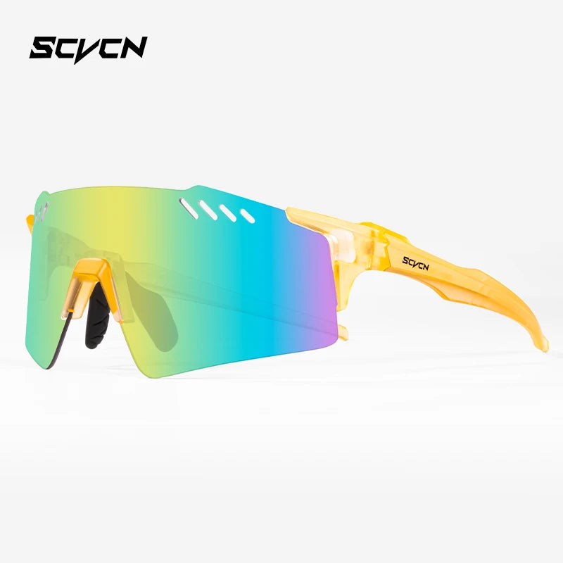 SCVCN Fashion Rimless Cycling Glasss Outdoor Sports Running Drving Sunglasses for Men Fishing Goggles Mtb Bicycle Eyewear 1 Lens