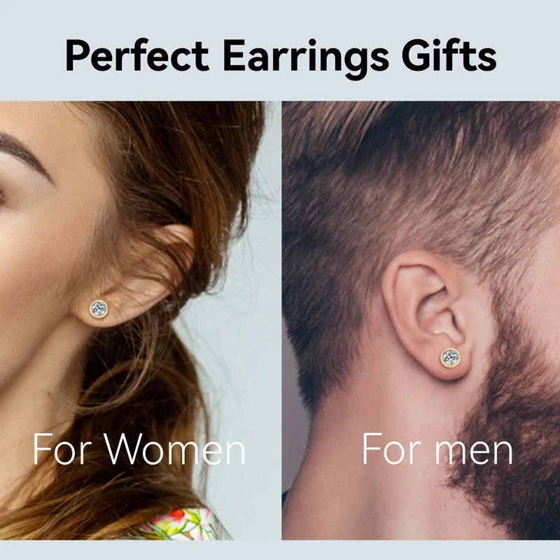Lnngy D Color Bezel Moissanite Stud Earrings 925 Sterling Silver Pendant Necklace Earring Jewelry Set For Ladies Wedding Gift
