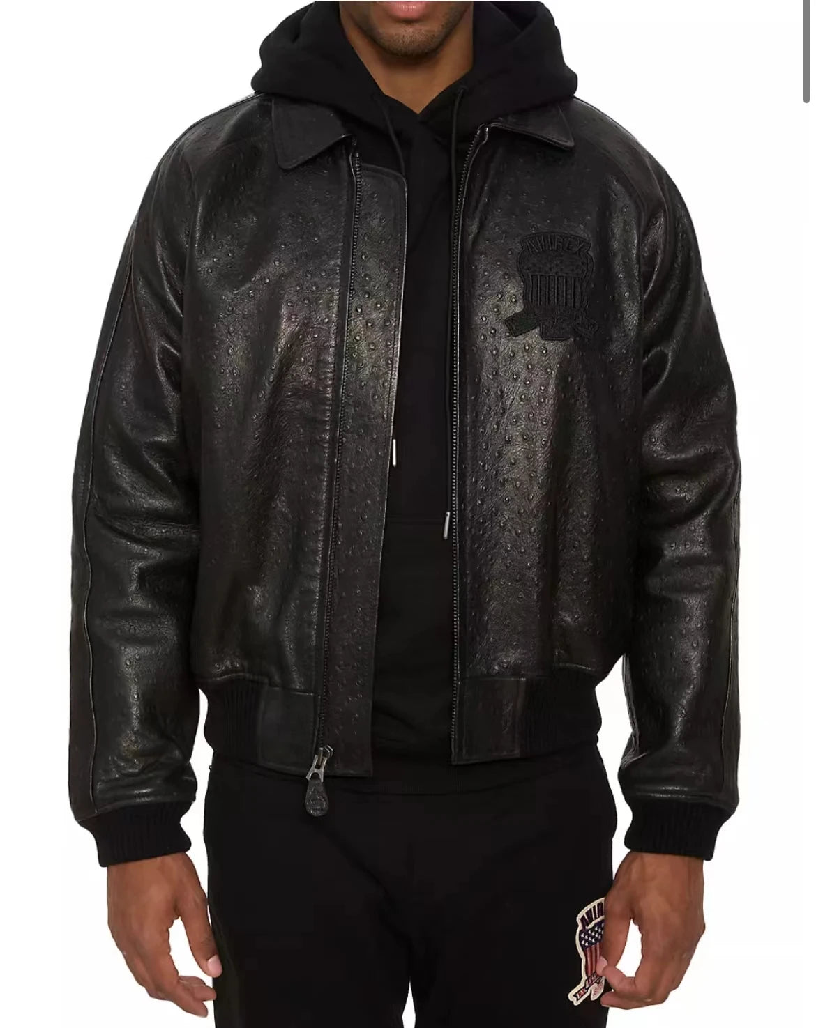AVIREX 2024 new crocodile print French lambskin leather jacket loose large size XS-XXXL ostrich print men casual aviator coat
