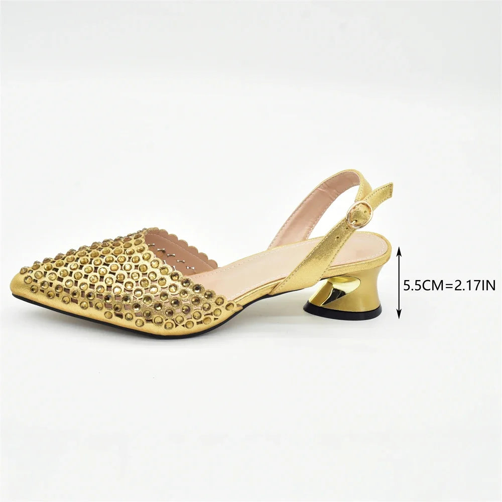 New Arrival Pointed Toe Women Sandals Shoes and Bag Set for Ladies Wedding Party Pumps Italian Shoes and Bags Matching Set