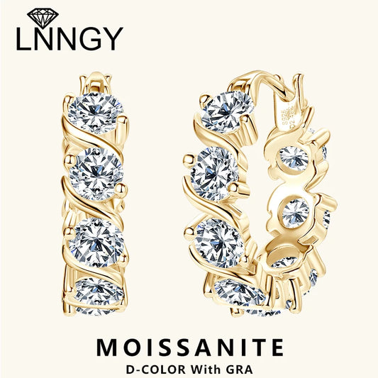 Lnngy 4.8CTTW. Sparkling Round Cut Moissanite Earring For Couples Lovers' Temperament Sparkling Wedding Earrings Jewerly Gift