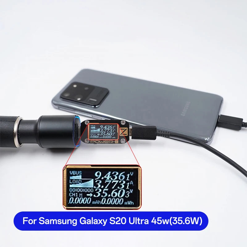 60W Samsung Dual Car Charger with Fast Charging 45W Usb C PD Auto Chargeur for S25 Ultra S25+ S24 Ultra S23 FE S22 A55 A15 A54