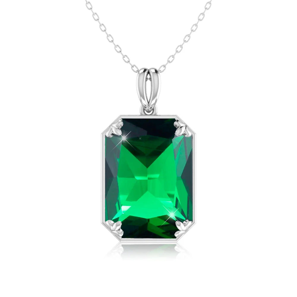 Real 925 Sterling Silver Aquamarine Necklace Pendant Anniversary Banquet Accessories Woman Fine Jewelry 2022 New Without Chain
