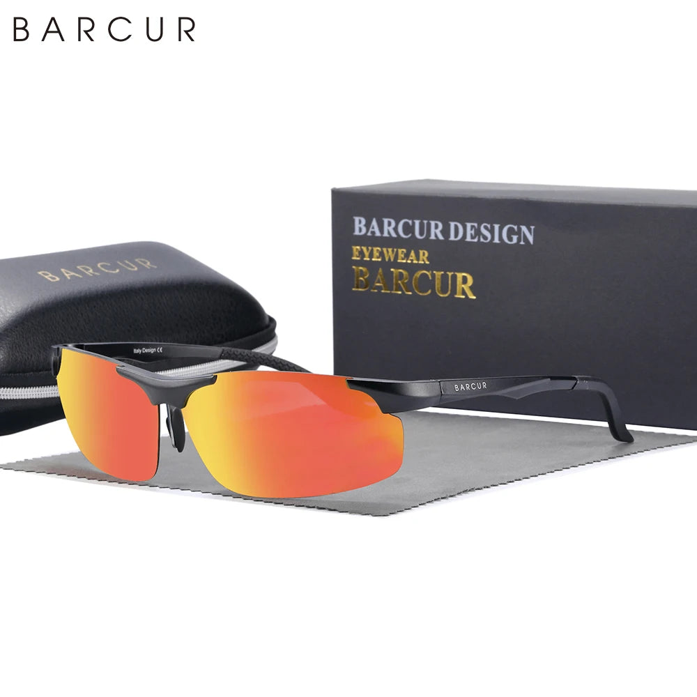 BARCUR Aluminium Magnesium Sunglasses for Men Polarized UVA&B Protection Photochromic Ultralight Sun Glasses Sports Eyewear