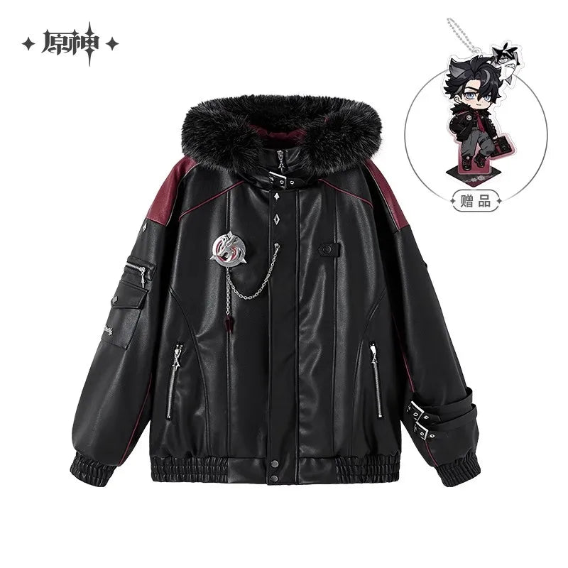 Genshin Impact Wriothesley Cotton PU Hooded Jacket – Anime Cosplay Adult Warm Coat