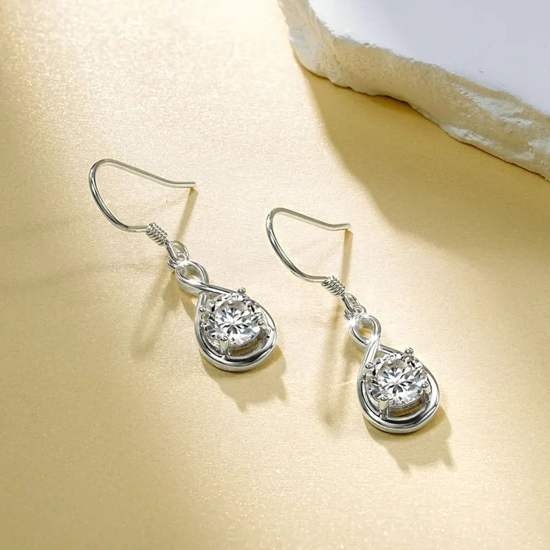 Lnngy 925 Sterling Silver Drop Earring Certified 6.5mm Moissanite Dangle Earring With GRA for Women Beautiful Jewelry Gift