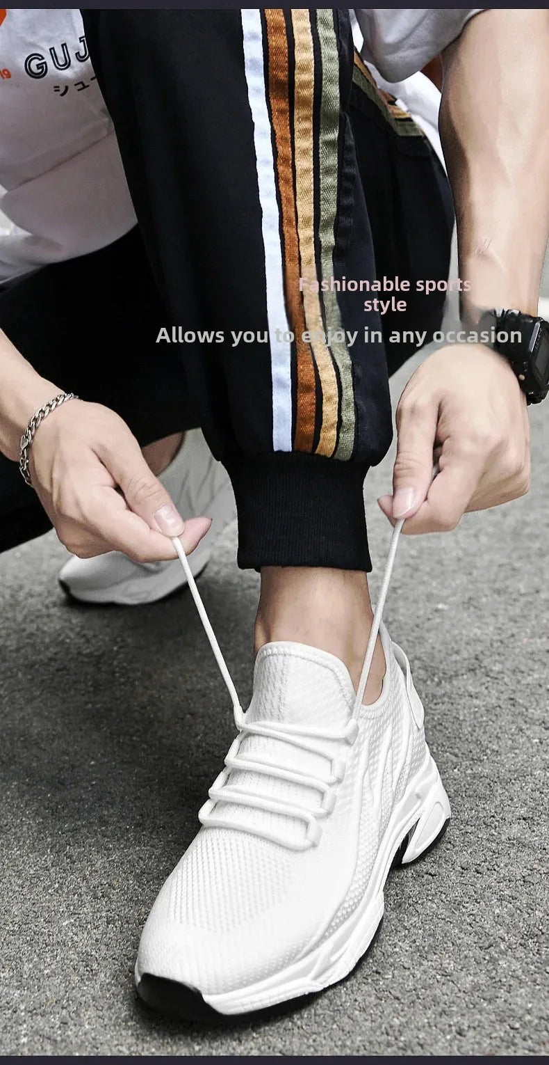 Invisible Heightening 8CM Men's Running Shoes Low Heel Soft Bottom Casual Sports Shoes Breathable Mesh Inner Lining EVA Insole