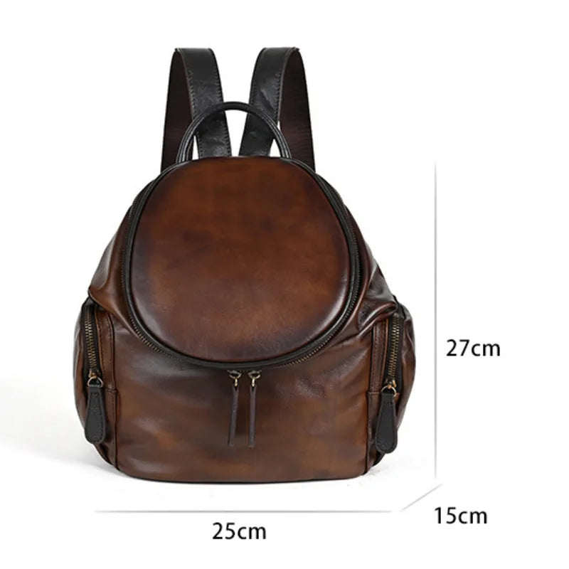 MOTAORA New Retro Cowhide Women's Backbag Genuine Leather Solid Color Handbag Large Capacity Soft Travel Schoolbag Shoulder Bag