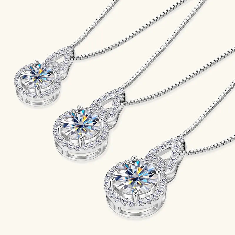 Lnngy Test GRA Passed 1ct/2ct/3ct Moissanite Necklace 925 Sterling Silver Gourd Shaped Pendant Necklaces For Women 2025 Jewelry