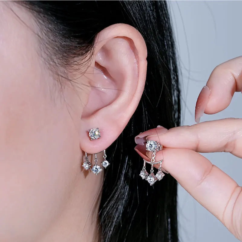 Lnngy Certified GRA 5mm 0.5ct Moissanite Earrings For Women 925 Sterling Silver Stud Earring Sparkling Korean Wedding Jewelry