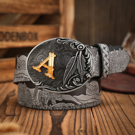 A casual, individual and retro belt, a Western-style clothing accessory, metal buckle, PU belt, suitable for both men and women