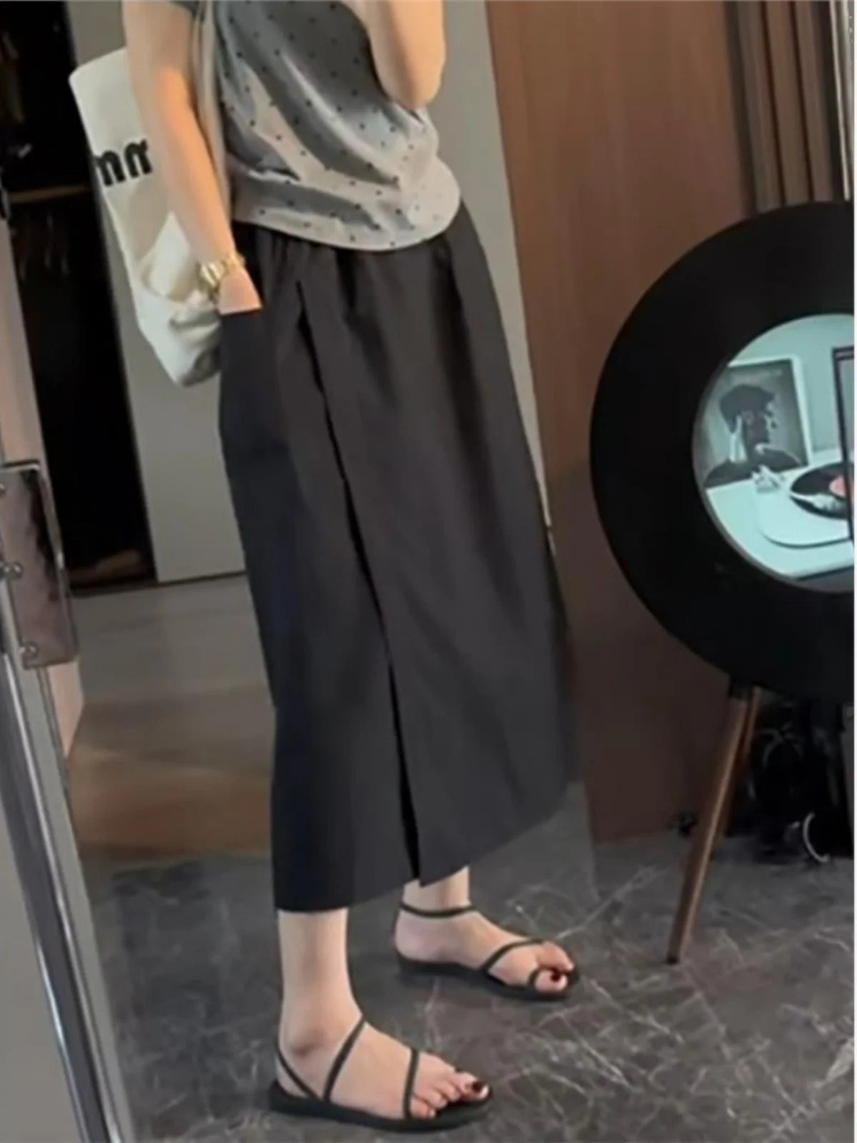 High Waist Wide Leg Pants Skirt Casual Loose plus Size Summer Trendy Slimming A-Line  Skirt Commute Sle Eighteen Pants