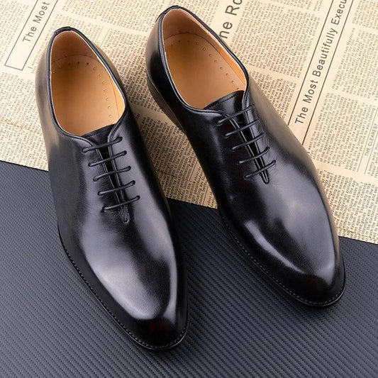 Handmade Genuine Leather Oxford Shoes - Business Formal Lace-Up Dress Shoes