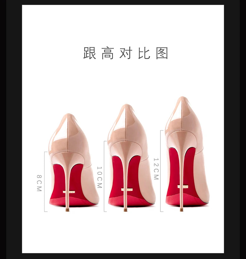 10cm (2) Women’s Patent Leather Pointed-Toe High Heels – 10cm Thin Heel