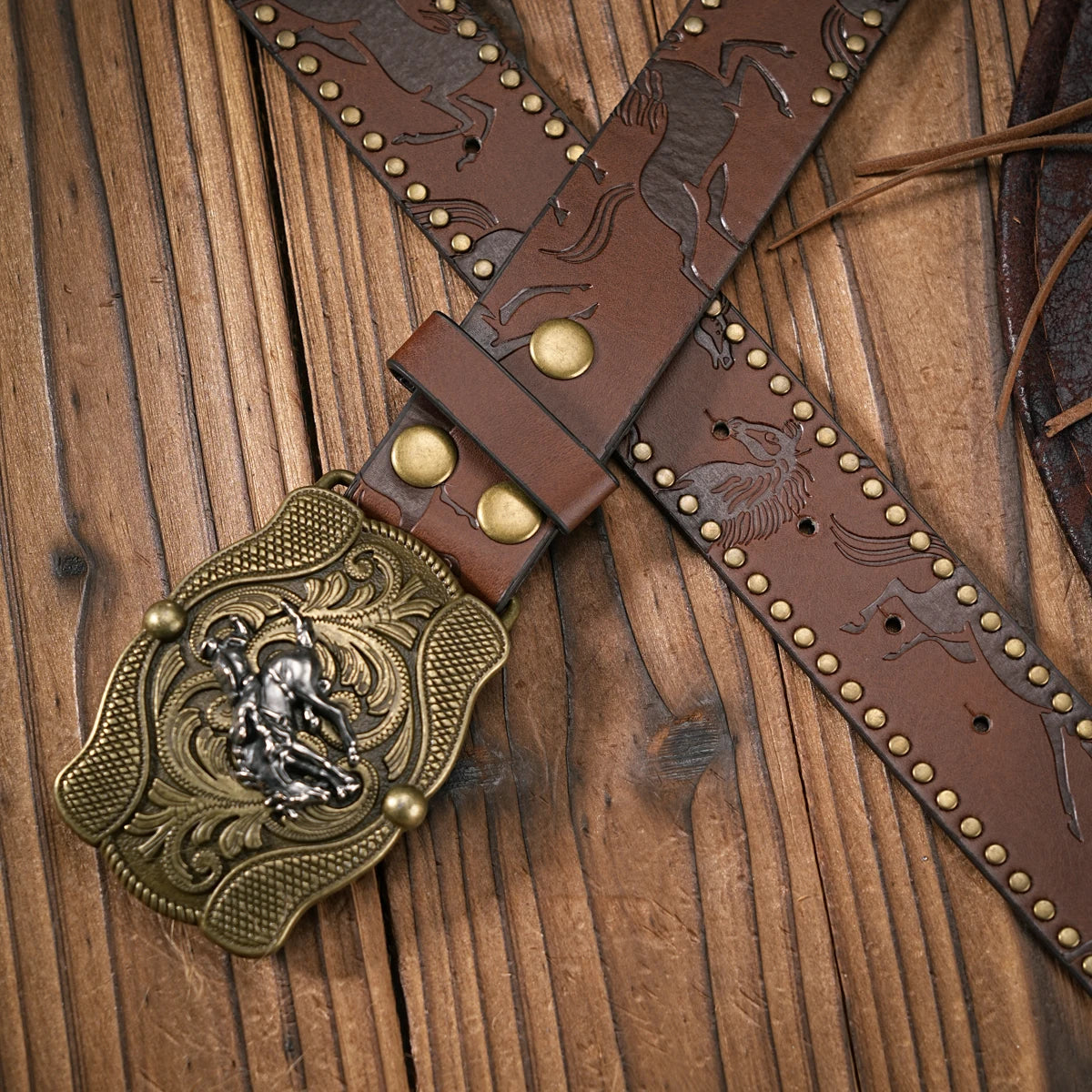 Vintage Style PU Leather Western Cowboy Belt with Classic Buckle - 3.8cm Wide, Durable and Stylish for Men and Women - Perfect f