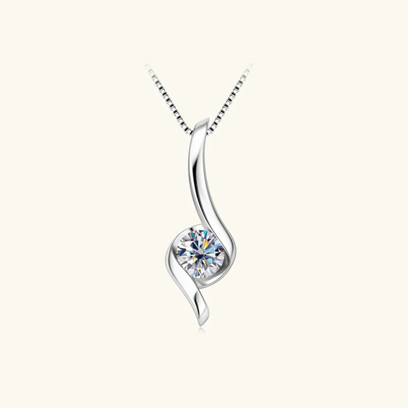 Sterling Silver 925 Real Moissanite Jewelry Set for Women 2.0ctw D Color Lab Diamond Stud Earrings Pendant Necklace Sets Gift