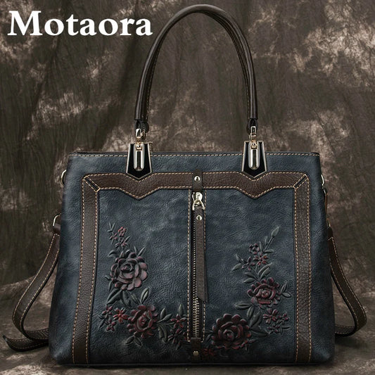 MOTAORA Women's Bag Retro Genuine Leather Luxury Handbags For Women 2025 New Handmade Crossbody Bag Large Capacity Bags Female