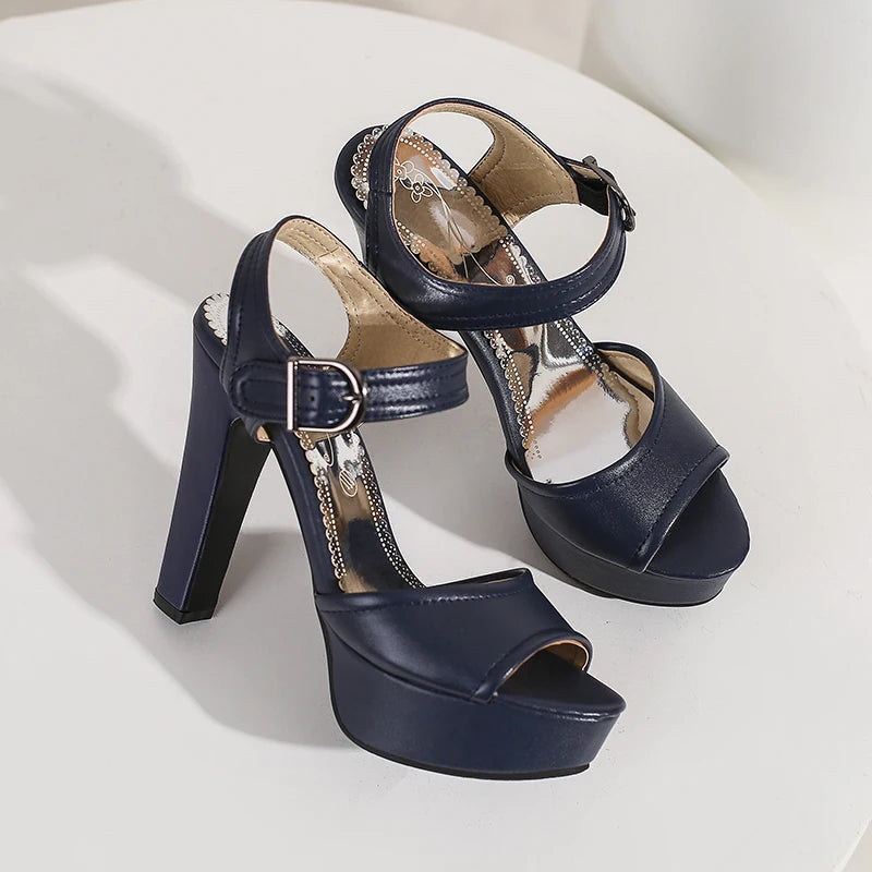 Peep Toe Sandals Women Super High Heels 2025 Big Size 47-50 Leather Platform Summer Walking Shoes