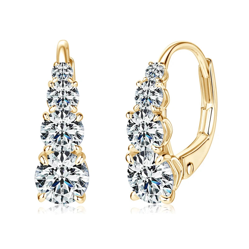 Lnngy Certified Moissanite Hoop Earrings 925 Sterling Silver 4 Stone Circle Earring For Women Ear Jewelry Pendientes Oorbellen