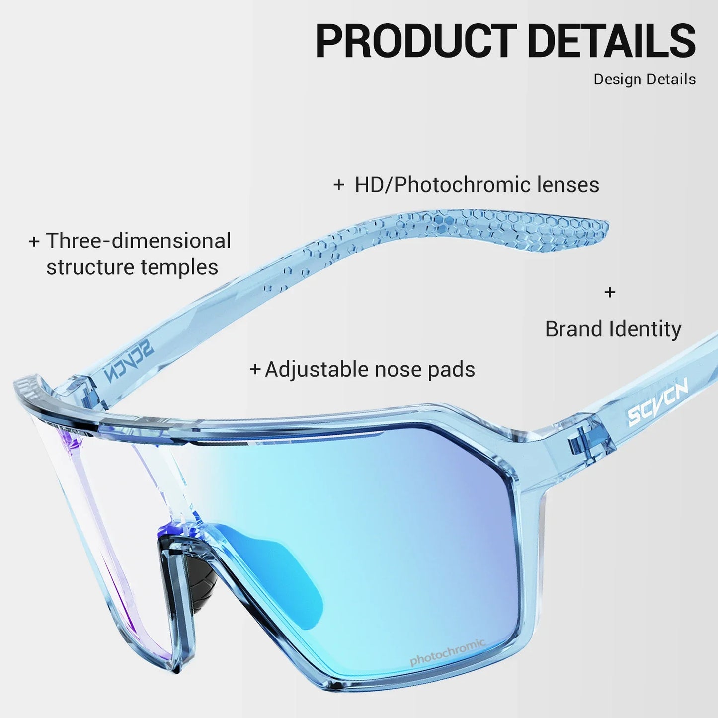 SCVCN Photochromic Sunglasses for Men Cycling Glasses UV400n Women Driving Glasses MTB Road Bike Sport Eyewear Running
