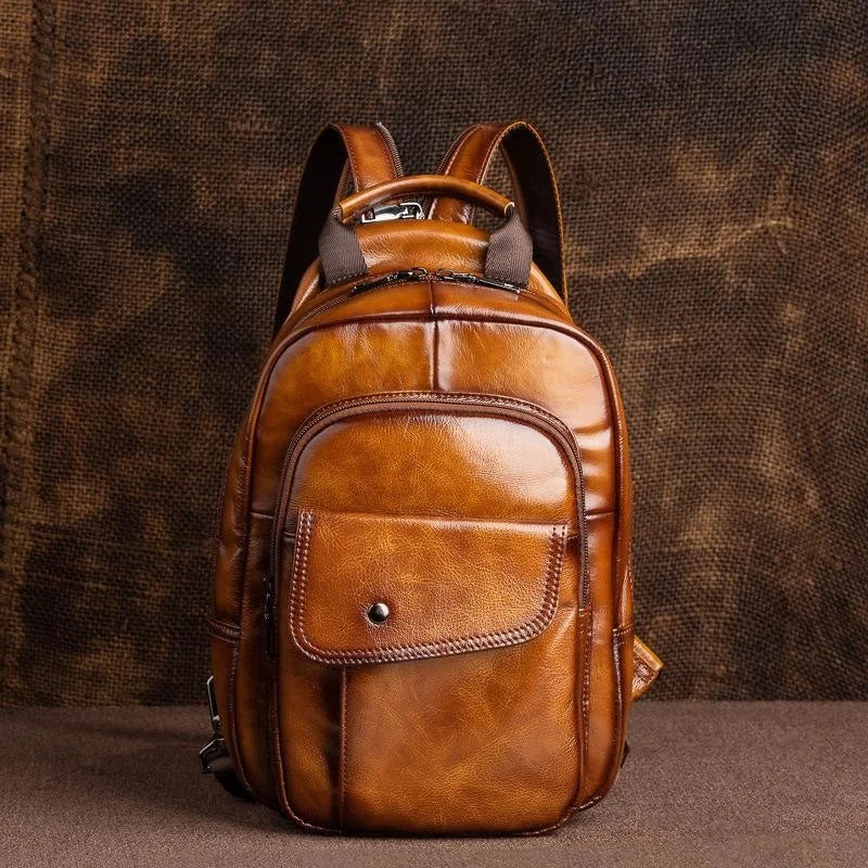 MOTAORA Men's Retro Mini Backpack 2025 New Genuine Leather Multifunctional Backpacks For Men Vintage Handmade Male Chest Bags