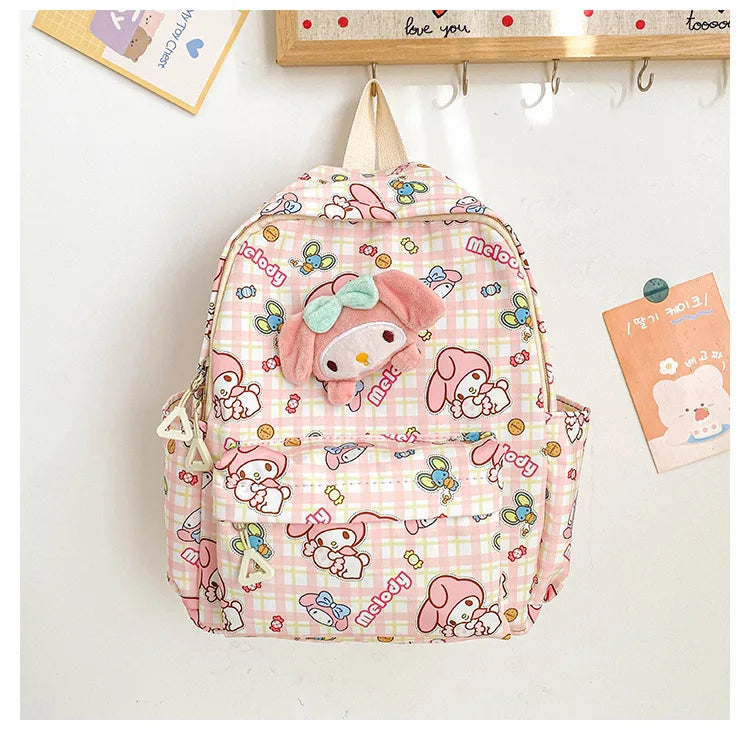 Sanrio Hello Kitty Kuromi Cinnamoroll New Fashion Children's School Bag Cute Large Capacity Kids Backpack College Bag