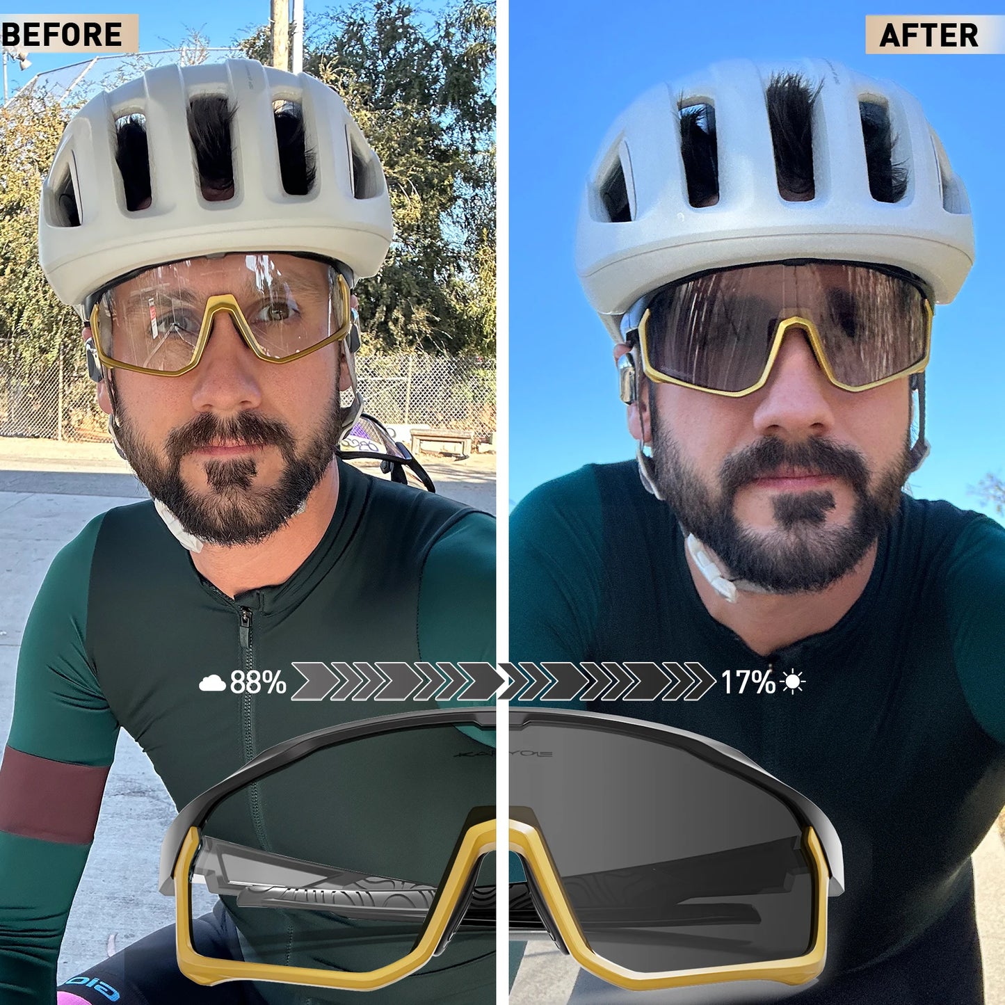 Kapvoe Photochromic Cycling Sunglasses for Men Women Bike Glasses Riding Driving UV400 Mountain Bicycle Goggles Eyewear Sports