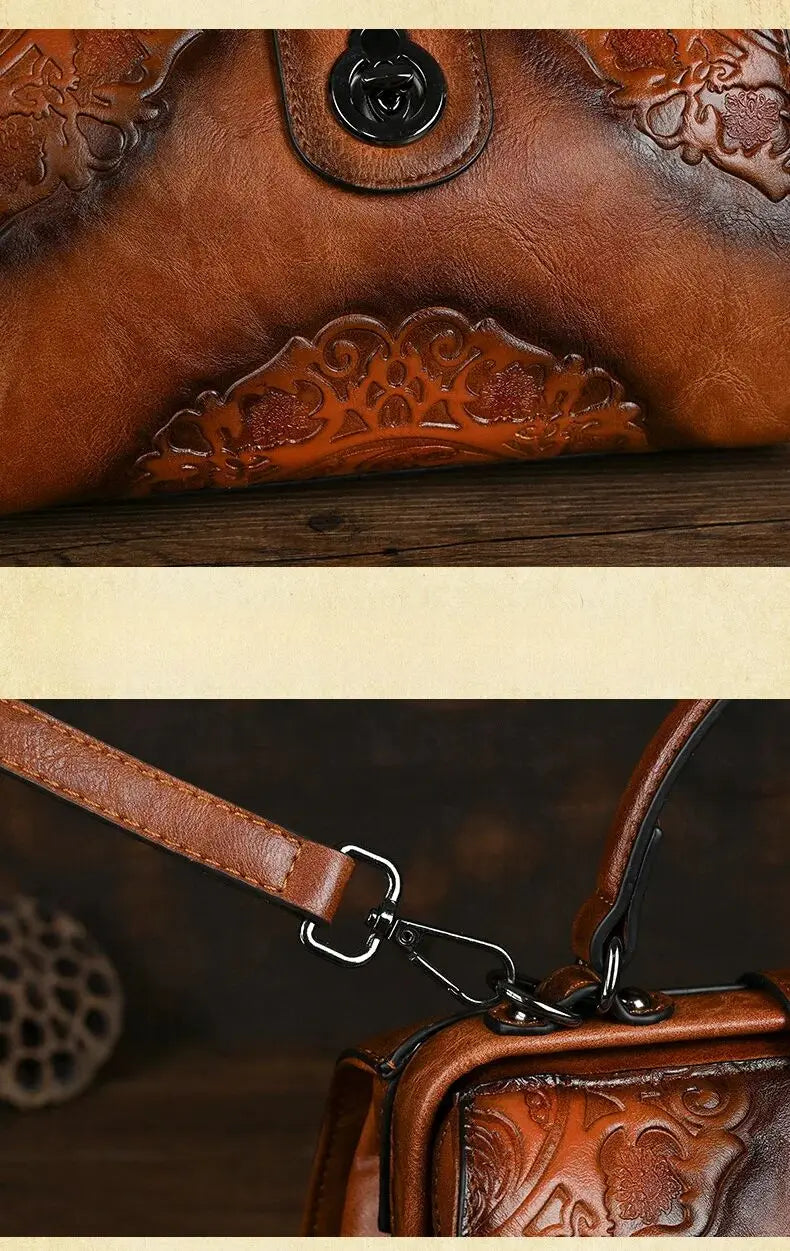 MOTAORA Vintage Embossed Handmade Designer Women's Leather Shoulder & Crossbody Bag Luxury Female Purse 2025 NEW