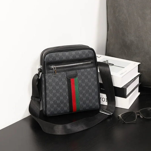 Square Crossbody Bag – Men's Luxury Plaid Letter Print Sling Messenger Bag
