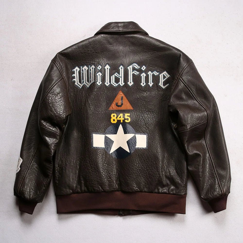Wildfire 845 Bomber Pilot Clothing Genuine Leather Jacket Men's US Size Italian Sheepskin Foam Leather Flight Suit fur clothings