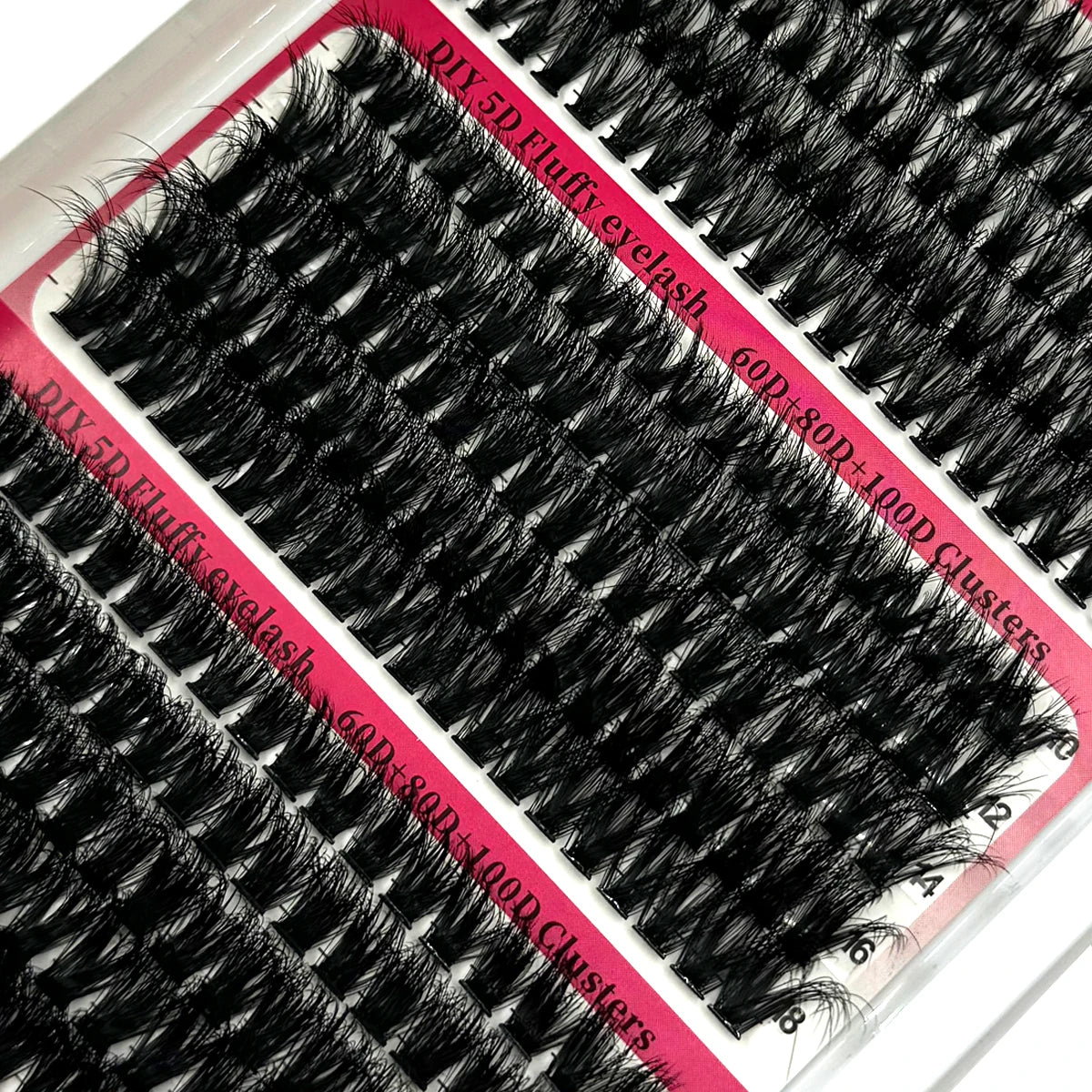 15Rows DIY 5D Fluffy Lash Clusters 60D/80D/100D Thick Eyelash Clusters Wispy Individual Lashes 10-20mm Cluster Eyelash Extension