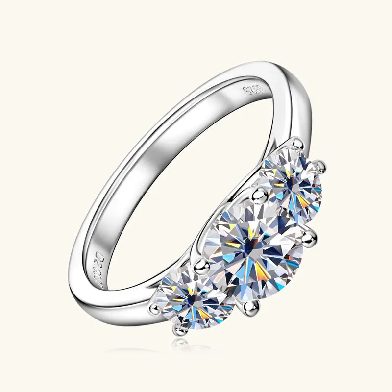 Lnngy Certified GRA Three Stone Moissanite Necklace Ring 925 Sterling Silver Jewelry Set For Women Wedding Engagement Rings Gift