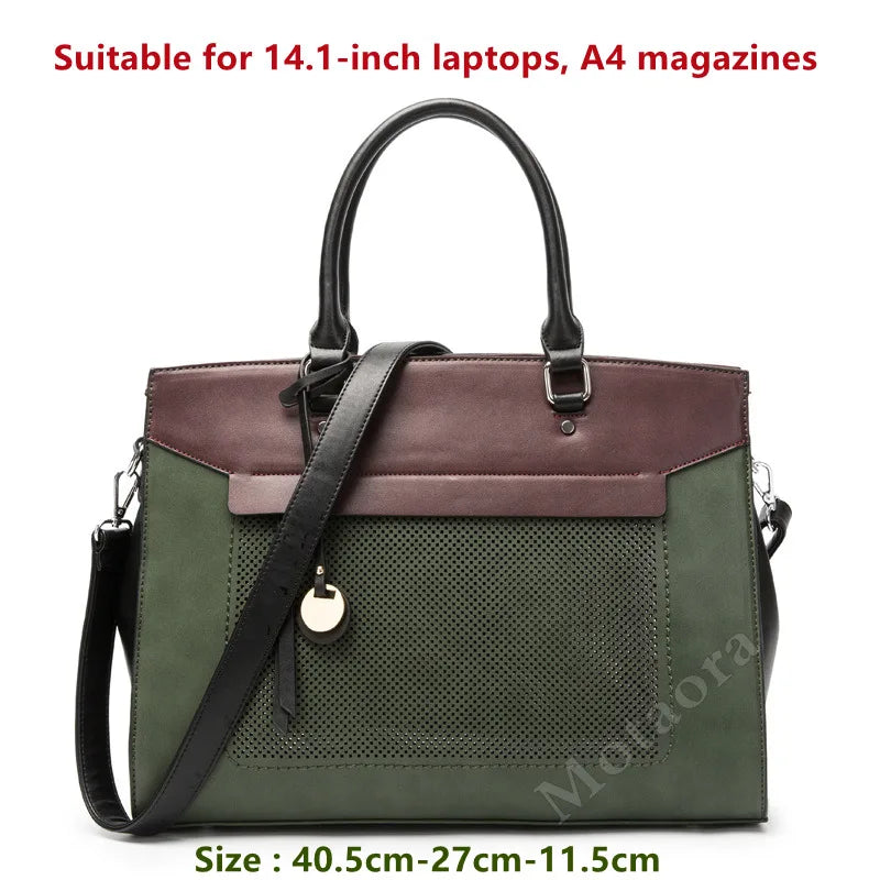 2025 Premium Leather Laptop Bag Women's Business Briefcase 14 inch Compatible with MacBook/HP/Acer/Dell - Top-Handle Work Bag
