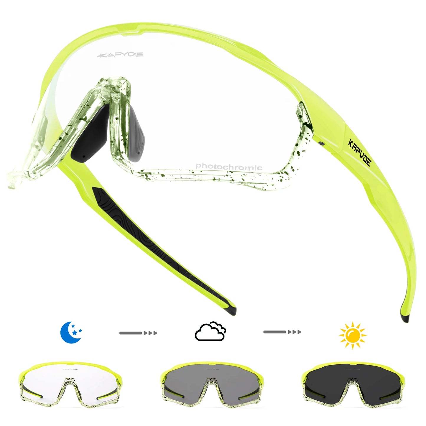 Kapvoe Photochromic Cycling Sunglasses for Men Women Bike Glasses Riding Driving UV400 Mountain Bicycle Goggles Eyewear Sports