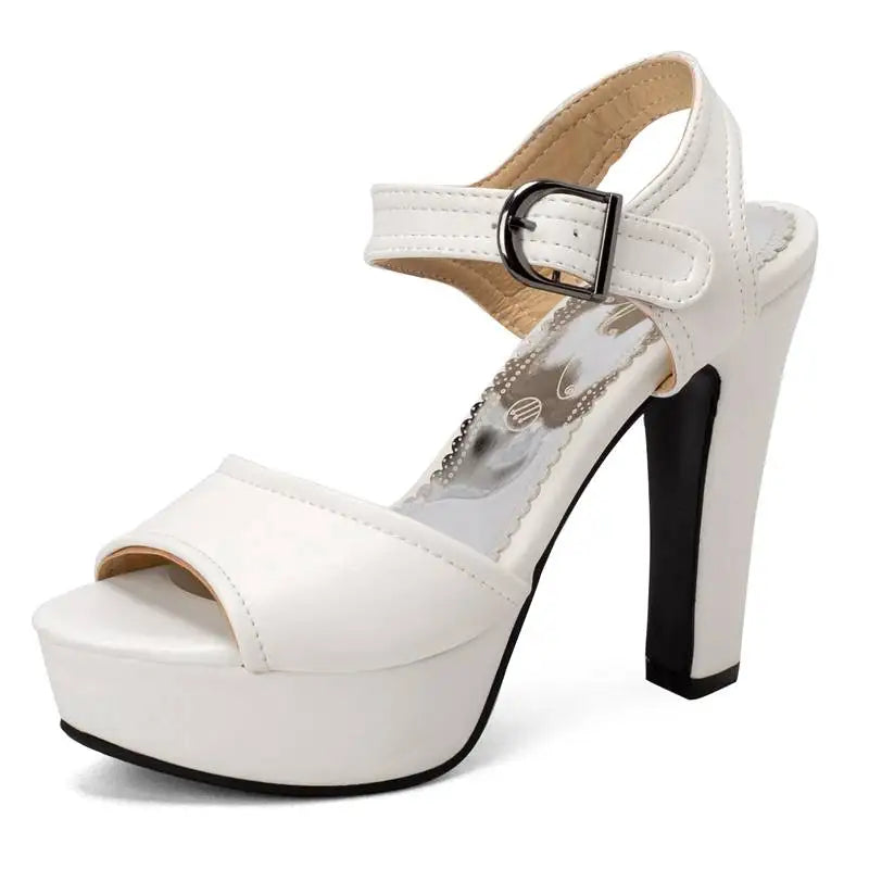 Women’s ORCHA LISA Peep Toe Chunky Heel Sandals – 12 cm Heel, 3 cm Platform, Plus Sizes 33 to 50