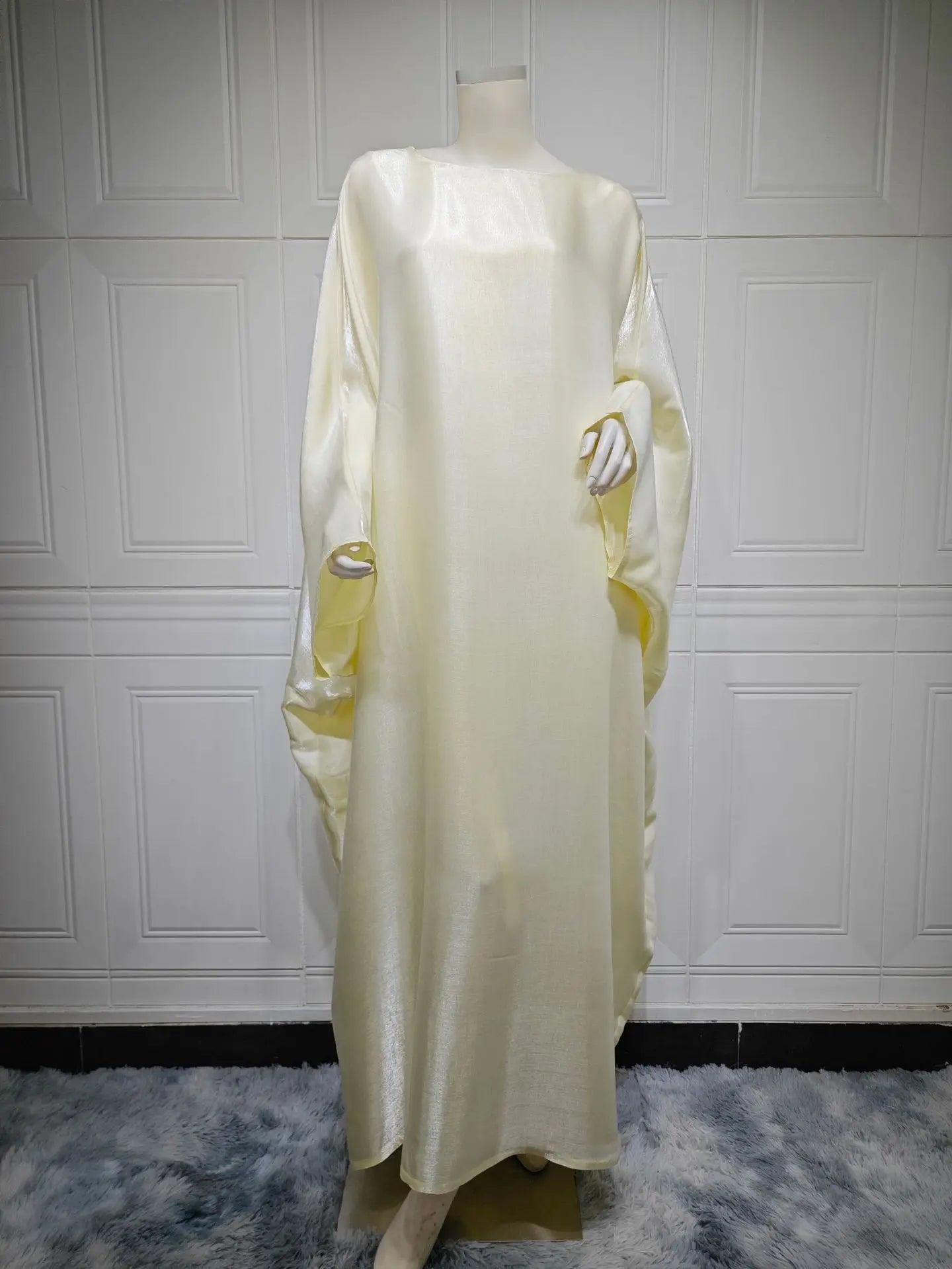 Batwing Butterfly Sleeve Satin Dress Abaya Dubai Muslim Maxi Dress Kaftan Abayas for Women Kebaya Caftan Robe Femme Vestidos
