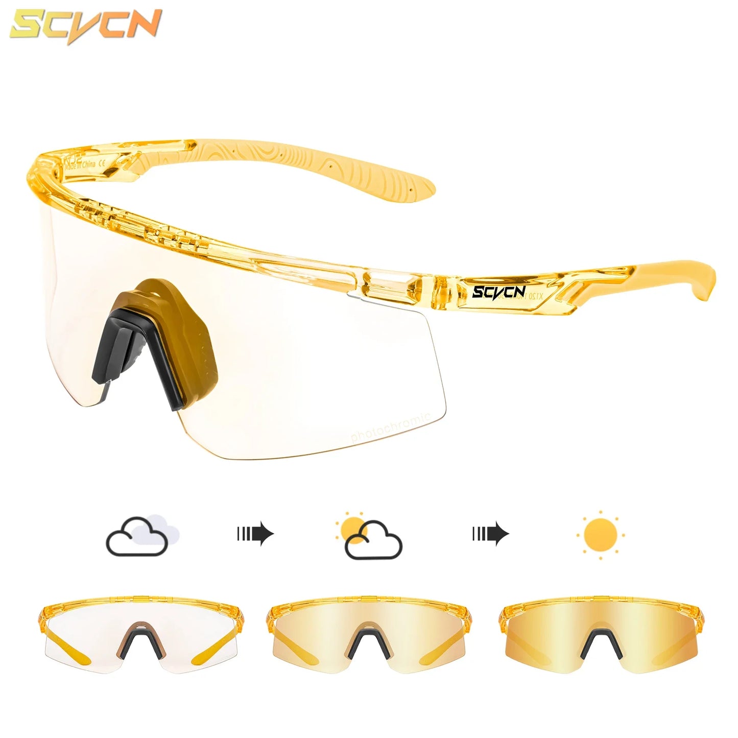 SCVCN Photochromic Sunglasses UV400 Cycling Glasses Bicycle Glasses Sports Men's MTB Road Bike Eyewear Protection Goggles UV400
