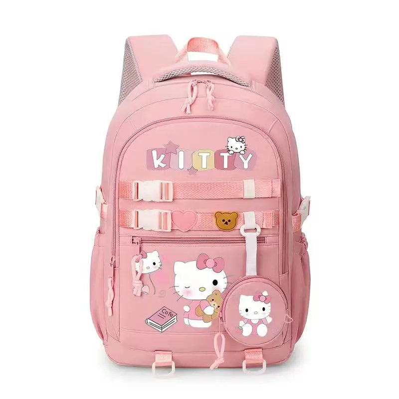 حقيبة ظهر Hello Kitty للنساء حقيبة ظهر كاجوال أنيقة لطالبات المدارس المتوسطة Melody Kuromi حقيبة مدرسية للكلاب باللون القرفة