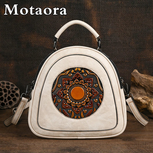 MOTAORA Vintage Handmade Women's Bag 2025 New Embossed Leather Female Bags For Women Luxury Handbags Ladies Shoulder Bags Bolsas