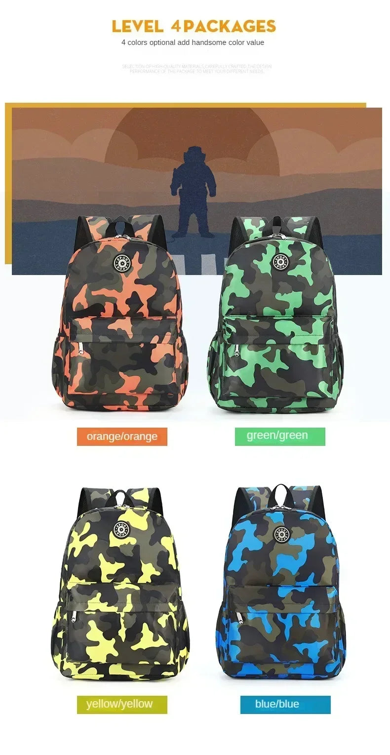 Children's Backpack Camouflage Backpack Elementary School Backpack Boys and Girls Reduce Burden First and Second Grade Backpack