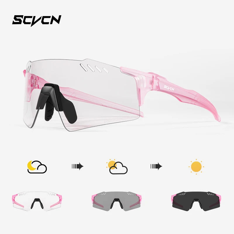 SCVCN Fashion Rimless Cycling Glasss Outdoor Sports Running Drving Sunglasses for Men Fishing Goggles Mtb Bicycle Eyewear 1 Lens